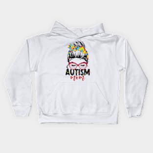 Autism Mom Puzzle Pieces Glasses Autism Awareness Woman Cute Kids Hoodie